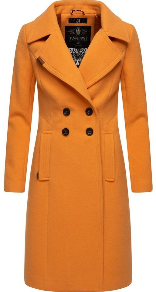 Navahoo Wintermantel Wooly edler Damen Trenchcoat in Wollmantel-Optik orange XXXL (46)