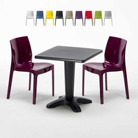 Schwarz Quadratisch Tisch und 2 Stühle Farbiges Polypropylen-Innenmastenset Grand Soleil Ice Aia