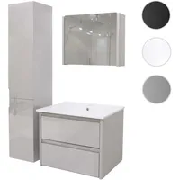 Mendler Badezimmerset HWC-B19, Waschtisch Spiegelschrank Hängeschrank, hochglanz grau -