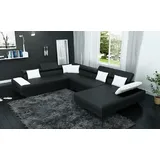 JV Möbel Ledersofa Sofa mit USB Polster Eck Garnitur Wohnlandschaft XXL Big Ecksofa 2719D