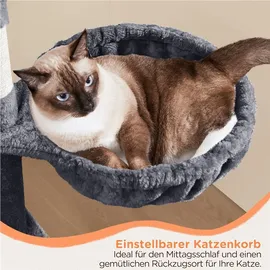 Yaheetech Kratzbaum Katzenkratzbaum 145 cm Stabiler Katzenbaum mit Aussichtsplattform Liegemulde Sisalstämme Kletterbaum für kleinen mittelgroßen