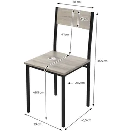 ML-Design Esstisch Set 4-teilig, Sonoma-Eiche, Esszimmertisch mit 2 Stühlen 1 Bank, Essgruppe für 4 Personen, Sitzgruppe Küchentisch Metallrahmen, Bartisch Set, Esszimmergruppe für Küche Esszimmer