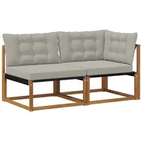 vidaXL Outdoor Mittel- und Ecksofa 2 Stück grau