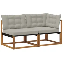 vidaXL Outdoor Mittel- und Ecksofa 2 Stück grau