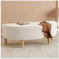 XDeer Polsterbank Bettbänke Betthocker Halbkreisförmige Bänke für das Schlafzimmer, Klavierbänke Esszimmerbänke mit Stauraum, Holzbein, Vliesimitat weiß