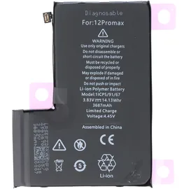 AccuCell Akku passend für Apple iPhone 12 Pro Max, diagnostizierbar, Li-Polymer, 3,83V, 3687mAh, 14,13Wh, ohne Werkzeug