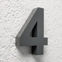 Longlife LED Hausnummer 4 Edelstahl Weiß