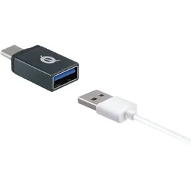 Conceptronic DONN OTG-Adapter für USB-C zu USB-A 2er Pack, USB 3.1 Gen 1 Type-C, USB 3.1 Gen 1 Type-A, Schwarz
