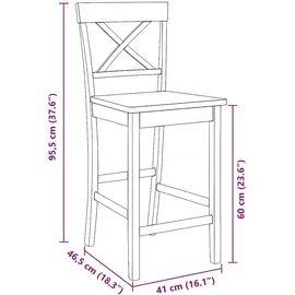vidaXL Barhocker 2 Stk. Weiß Massivholz Gummibaum