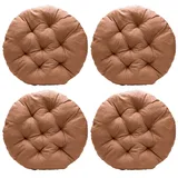 Tutamaz 4er Set Stuhlkissen Rund, Bequemes Sitzkissen 40x40x3cm, Bodenkissen Rund, Stuhlauflage für Indoor und Outdoor für Esszimmer, Wohnzimmer, Studierzimmer (Kaffeefarben)