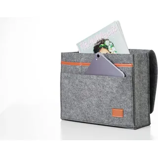 hausleben Bettasche (Dunkelgrau) | Sofa und Bett Organizer aus dickem Filz | Anti-Rutsch Aufbewahrungstasche | Nachttisch Tasche | Hängeaufbewahrung für Handy, iPad, Brille, Buch