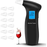 RUTIDA Alkoholtester, Polizeigenau Alkoholmessgeräte mit 12 Mundstücken, Professioneller Alkohol Tester Promilletester mit Blu-Ray LCD Bildschirm und Halbleiter Sensorik