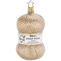 Weihnachtskugel "Wollknäuel", beige, 11 cm