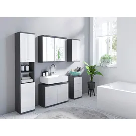 byLIVING Waschbeckenunterschrank Nebraska 80 x 59 cm Anthrazit/Weiß Hochglanz