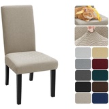 XINEAGE Stuhlhussen 6er Set, Stretch Stuhlhussen für Esszimmerstühle, Universale Stuhlhussen Waschbar Abnehmba für Hotel, Zeremonie, Bankett, Restaurant, Zuhause (Khaki)
