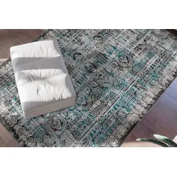 Teppich CALO-DELUXE "Ruzica-505" Gr. 4, blau, B:160cm H:6mm L:230cm, Kunstfaser, Teppiche, Flachgewebe, Vintage Design, Wohnzimmer