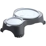 Rotho MyPet Sally Doppel Futternapf mit Deckel, Kunststoff (PP) BPA-frei, anthrazit, 1l + 0.28l (32.0 x 23.7 x 7.0 cm)