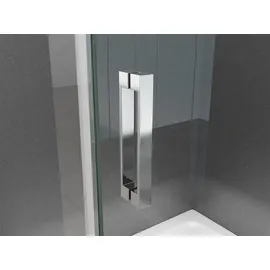 Buylando Ela Eck-Duschkabine mit Schiebetür 100 x 80 cm weiß inkl. Duschtasse