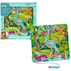 Ravensburger 4873 play+ Magnetisches Holz-Labyrinth: Dschungel, schult Feinmotorik, Geschicklichkeit und Farberkennung