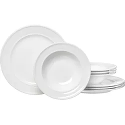Tafelservice RITZENHOFF & BREKER "Teller Set, Geschirr-Set Simple", weiß, 8 tlg., Porzellan, Geschirr-Sets, Geschirr, weiß, Relief-Rand, 8 Teile, für 4 Personen