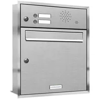 AL Briefkastensysteme 1er Premium Edelstahl Unterputz Briefkasten Silber