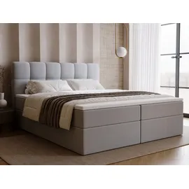 GRAINGOLD Boxspringbett Maison 140x200 - Bett mit Matratze und Topper - Boxspringbett mit Bettkasten und Matratze - Boxspringbett Grau (Royal 27) - Grau