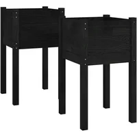 VidaXL Pflanzkübel 2 Stk. Schwarz 40x40x70 cm Massivholz Kiefer