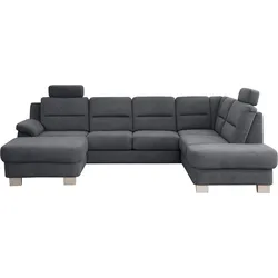 Wohnlandschaft ALINA "Finja", grau (graphitgrau tbs 19), B:307cm H:93cm T:206cm, Chenille TBS (100% Polyester), Sofas, wahlweise mit Sitzvorzug und Stauraum, Breite 307 cm