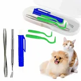 KJSXUUE Zeckenzange 5er Set mit Etui, Zeckenentferner für Hunde, Katzen & Haustiere, Praktische Zeckenpinzette und Zeckenhaken zur sicheren Entfernung