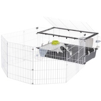 Ferplast Kaninchenkäfig PARKHOME 100, Meerschweinchenkäfig, Kleintiere, mit Kaninchenstall, Kaninchenhaus und Trinknapf, 95 x 177,5 x H 56 cm, aus Kunststoff mit Aufklappbarem Dach