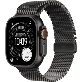 Apple Watch Ultra 3 GPS + Cellular 49 mm Titangehäuse Schwarz Milanese Loop Schwarz L