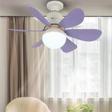 Umikk Schlafzimmer LED Deckenventilator mit Beleuchtung und Fernbedienung,Abnehmbarer Deckenventilator,3 Modi LED-Deckenventilator mit Lampe Kleiner Deckenventilator (30W lila (mit Fernbedienung))