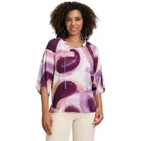 Cartoon Casual-Bluse mit Muster in Weiß/Violett | Gr.: 44