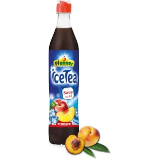 Pfanner Eistee Pfirsich Sirup – 1 x 700 ml Getränkesirup - ergibt über 7 Liter Wasser mit Ice Tea Pfirsich Geschmack (Packung mit 6)