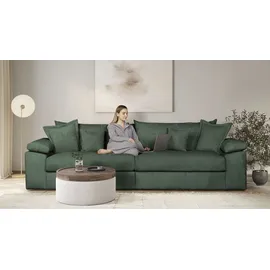 Home Affaire Big-Sofa HOME AFFAIRE "Soft&Cosy XXL, B: 303 cm - OTTO. Verlässliche Qualität.", grün (dunkelgrün), B:303cm T:123cm, 100% Polyester, Sofas, Big-Sofa, Mega-Sofa, Cord oder Chenille-Struktur, mit Federkern & 4 Zierkissen, Topseller