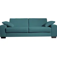 Schlafsofa BALI "Norwalk" Sofas Gr. 160cm x 200cm, Struktur fein, Basic: Gitterrostunterfederung-Kaltschaummatratze, blau (türkis) Dauerschlaffunktion, mit Unterfederung Lattenrost und Matratze