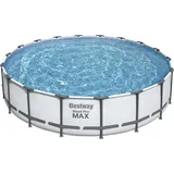 BESTWAY Steel Pro Max Frame Pool Set 549 x 122 cm lichtgrau inkl. Filterpumpe