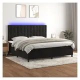 vidaXL Boxspringbett mit Matratze & LED Schwarz 200x200 cm Samt
