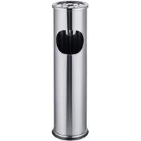 Relaxdays Standaschenbecher mit Mülleimer 8 l Silber