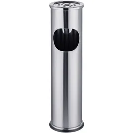 Relaxdays Standaschenbecher mit Mülleimer 8 l silber