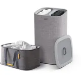 Joseph Joseph - Love your Laundry Set, Tota Trio 60 l & Hold-All Faltbarer Wäschekorb, grau