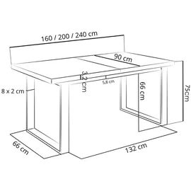WFL GROUP Esstisch im Loft-Stil mit Schwarzen Metallbeinen – Industrieller Tisch für Wohnzimmer – Ausziehbar von 160 cm auf 24... – Grau