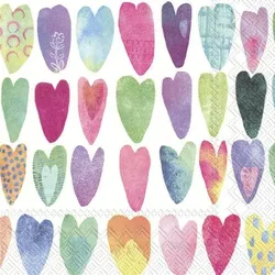 Serviette Rainbow Hearts 20tlg. Papier Bunt