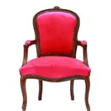Barock Salon Stuhl Pink / Braun