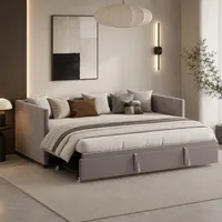 DAHUEN Doppelschlafsofa, Schlafsofa 90/180 x 200 cm, mit Lattenrost, Samt, Grau (ohne Matratze) (Grau)