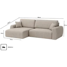 kaiser möbel Ecksofa Cord 2-Sitzer Dunkelbeige