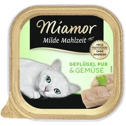 Miamor Milde Mahlzeit 100g Schale Katzennassfutter 16 x 100 Gramm Geflügel Pur & Gemüse
