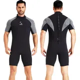 Neoprenanzug Damen Rückenreißverschluss Kurze Neoprenanzug Herren 3mm Neopren Kurzarm zum Surfen Schwimmen Kajakfahren Schnorcheln Kanufahren Gerätetauchen (Herren Grau, XXL)
