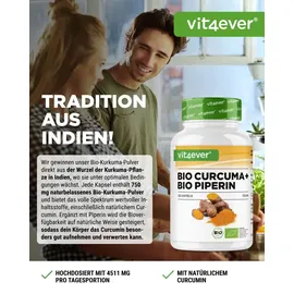 Vit4ever Bio Curcuma + Bio Piperin Kapseln 365 St.