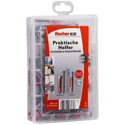 fischer Dübel- und Schrauben-Sortiment »Praktische Helfer - Outdoor/Feuchtraum« 130 Stüc grau